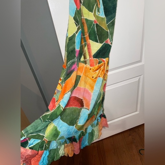 New! Farm Rio x Anthropologie Printed Tie-Front Ruffle Maxi Dress 🌴☀️ Small - Picture 10 of 15